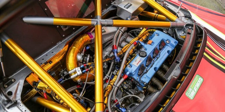 Bourne HPP K22 Turbo engine installation in Tegiwa Honda NSX Time Attack car, featuring custom motorsport wiring harness, Garrett G-Series turbo, and Life Racing ECU integration.