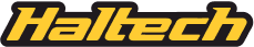 Haltech logo in yellow on a black background