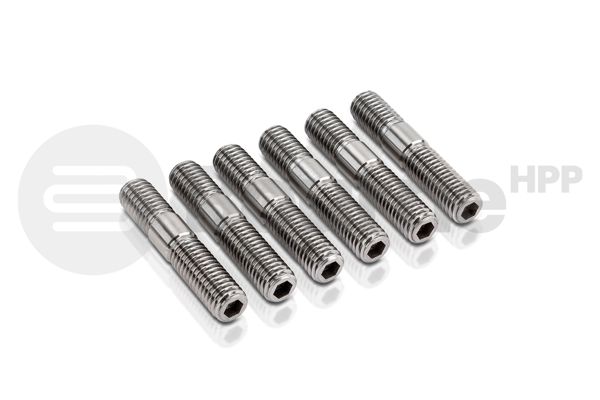 Set of six metallic screws on a white background with Bourne HPP logo.