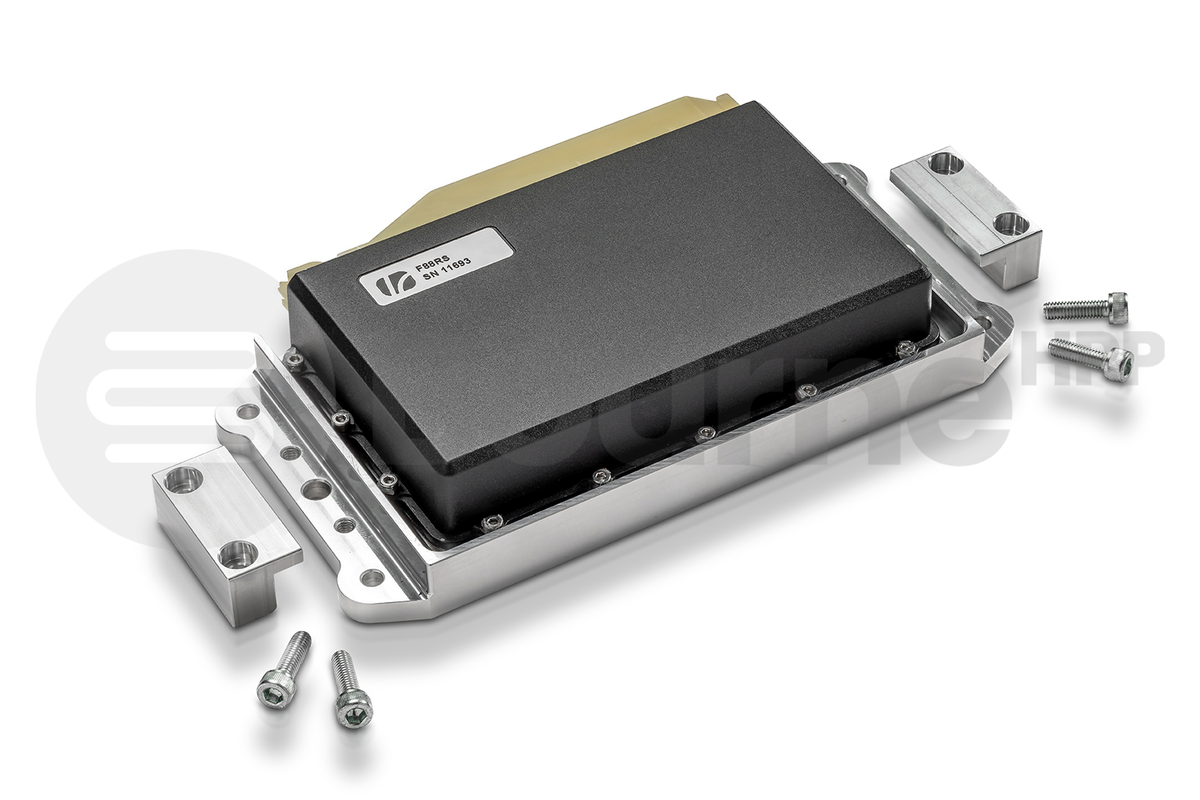 ECU on aluminium mounting bracket with bolts