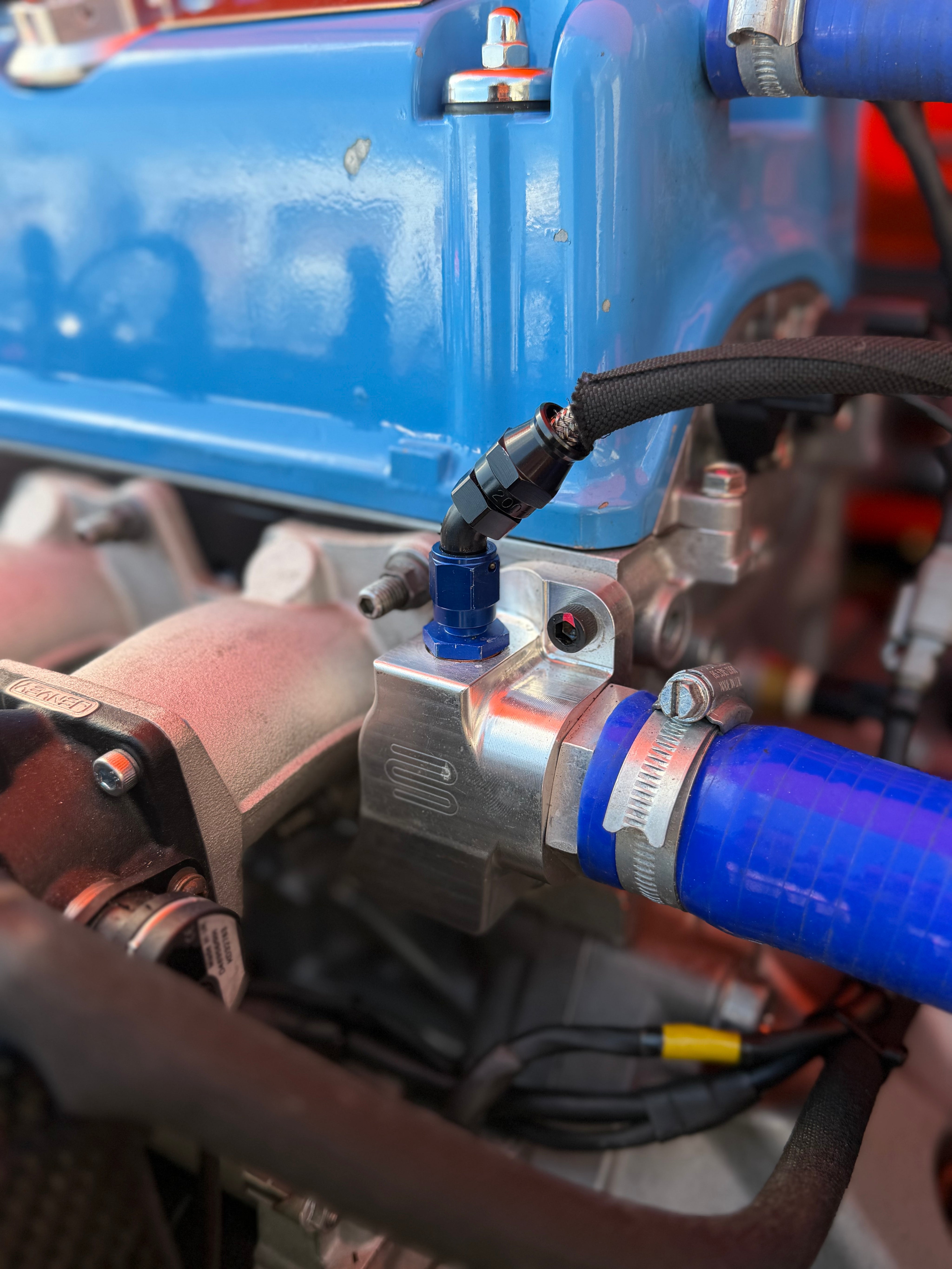 Bourne HPP K20 Water Outlet Fitted to engine bay honda civic