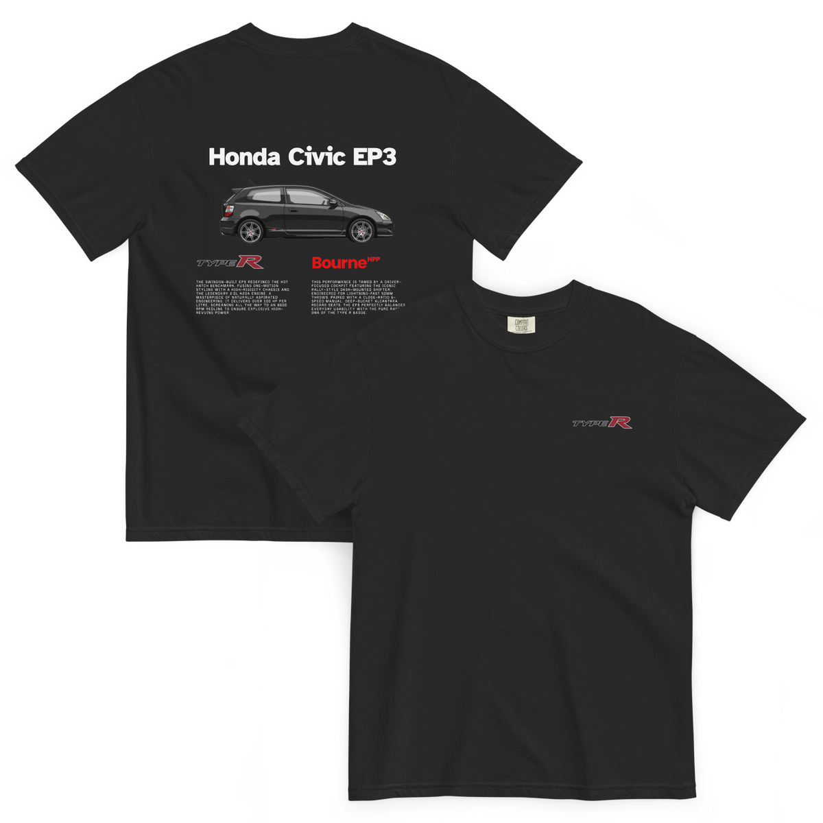 Civic Type R EP3 Graphic Tshirt Bourne HPP Back and Front