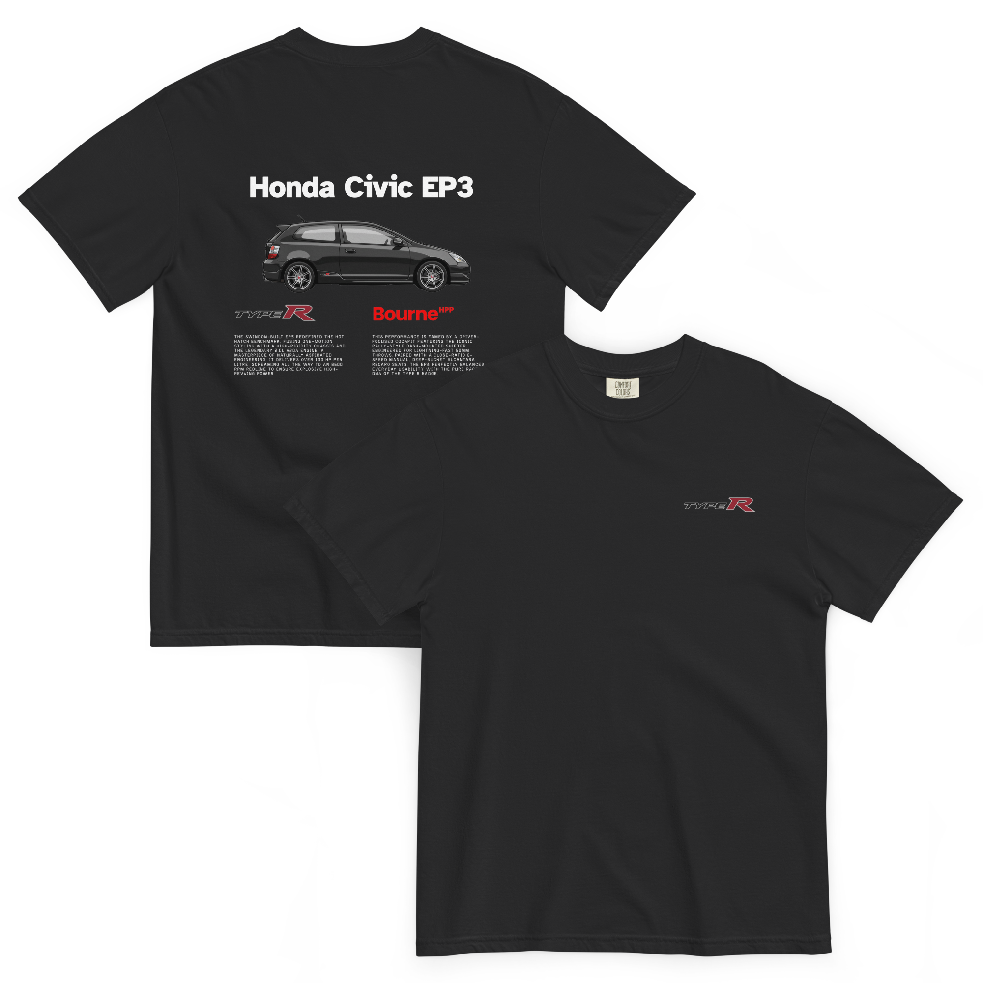 Civic Type R EP3 Graphic Tshirt Bourne HPP Back and Front