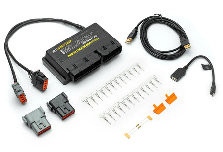 Automotive diagnostic tool kit with connectors and cables on a white background. ECU Master ECU Mini R53