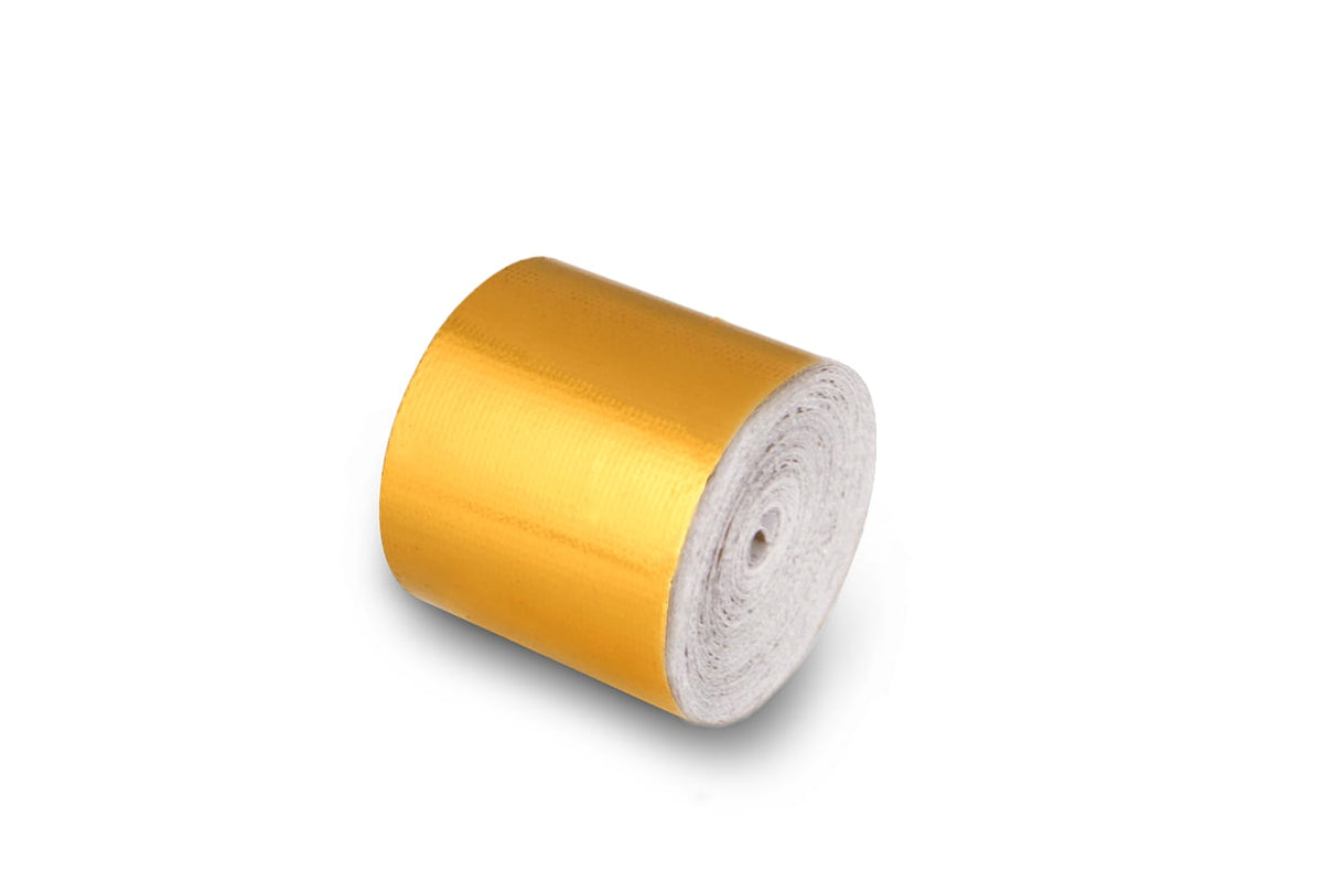 Funk Gold Reflective Heat Tape from Funk Motorsport, showcasing shiny gold surface and reflective properties for heat insulation.