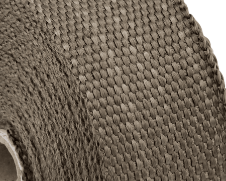 Funk Motorsport titanium exhaust wrap for exhaust protection, showing heat-resistant material wrapped around a vehicle exhaust pipe.