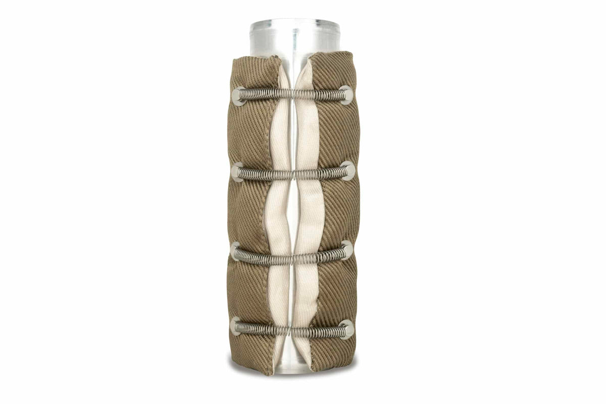 Funk Motorsport exhaust blanket wrap around for exhaust protection, shown in black with a snug fit around the exhaust pipe.