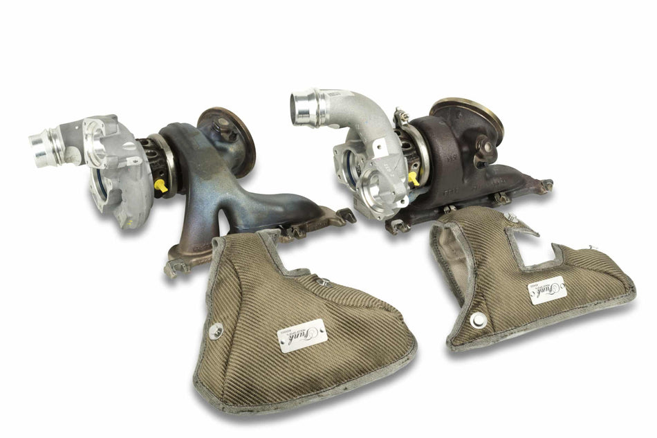 BMW F97 X3 M turbo blanket by Funk Motorsport, high-performance S58 turbo heat shield with durable heat-resistant material.
