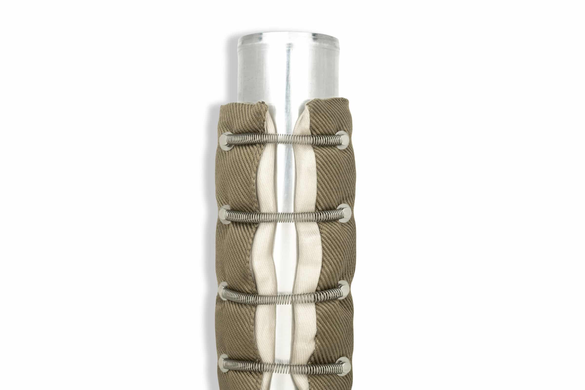 Funk Motorsport exhaust blanket wrap around for exhaust protection, showing a heat-resistant fabric cover on a vehicle exhaust system.