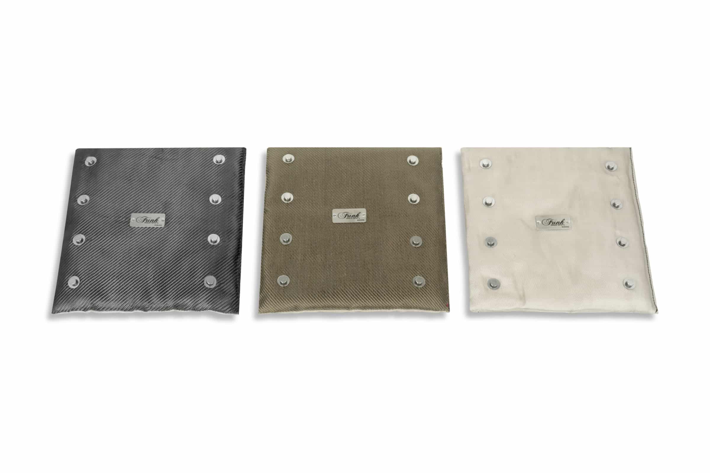 Funk Motorsport exhaust blanket wrap around for exhaust protection, showing a heat-resistant fabric covering a vehicle exhaust system.