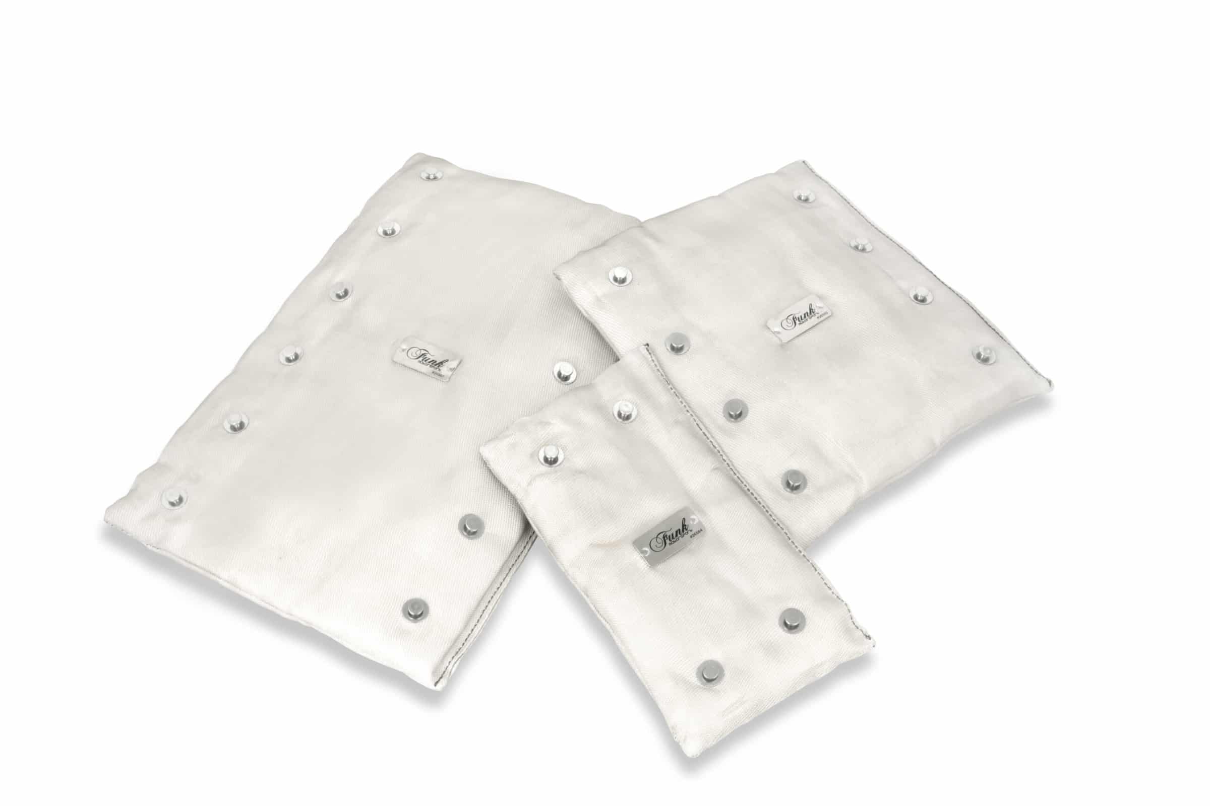 Funk Motorsport exhaust blanket wrap around for exhaust protection, showing the heat-resistant blanket in a close-up view.