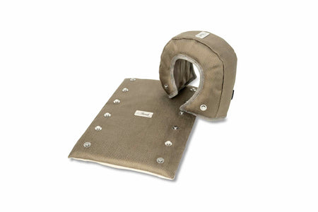 Funk Motorsport exhaust blanket wrap around for exhaust protection, shown in black with a snug fit around exhaust pipe.