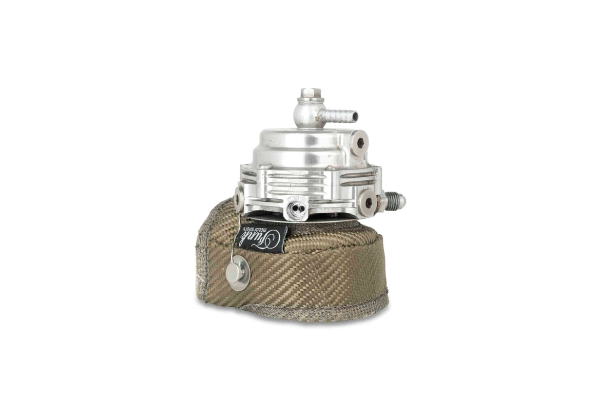 Funk Motorsport external wastegate blanket for wastegate protection, shown in black fabric with secure straps.
