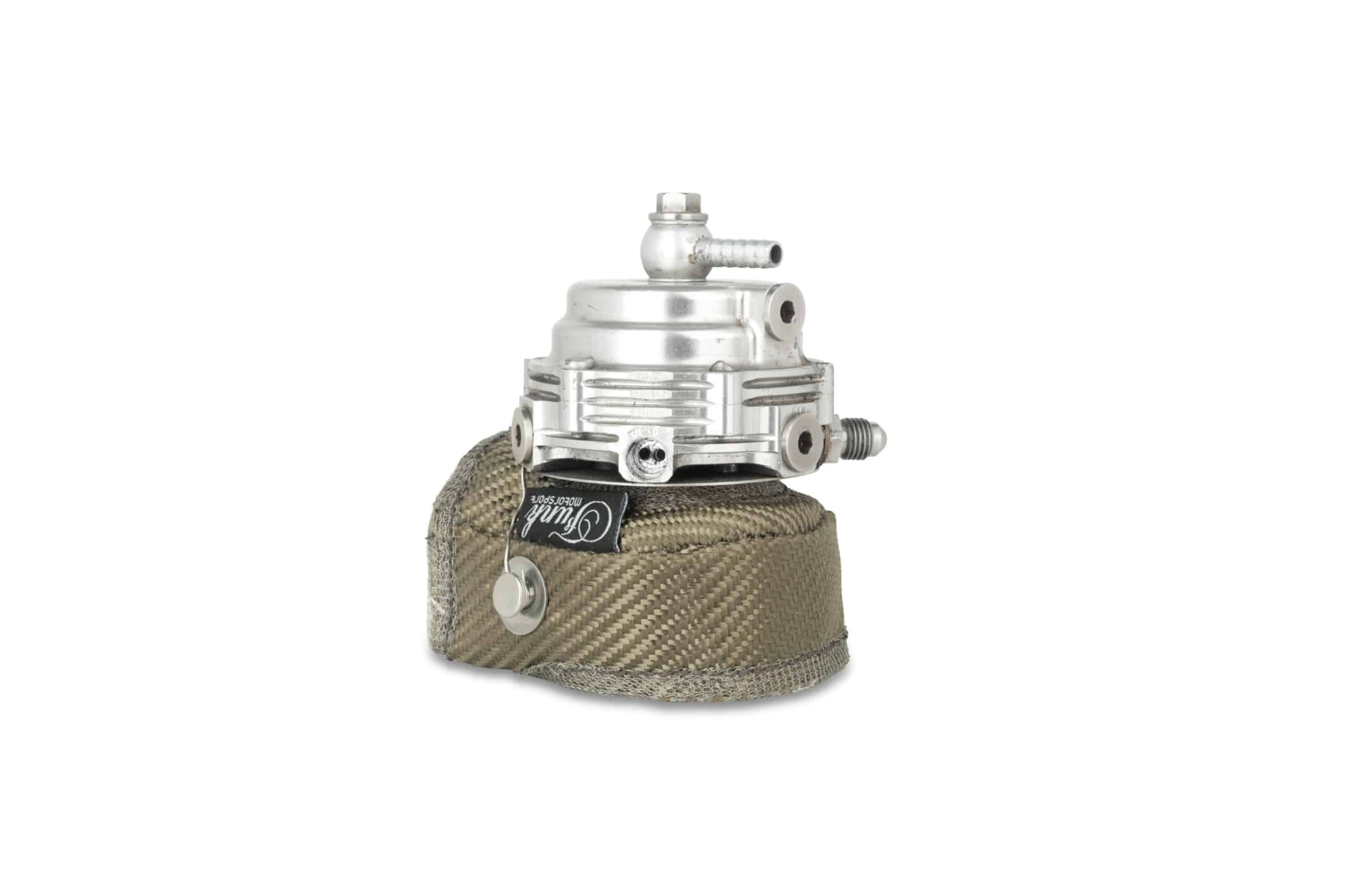 Funk Motorsport external wastegate blanket for wastegate protection, shown in black fabric with secure straps.