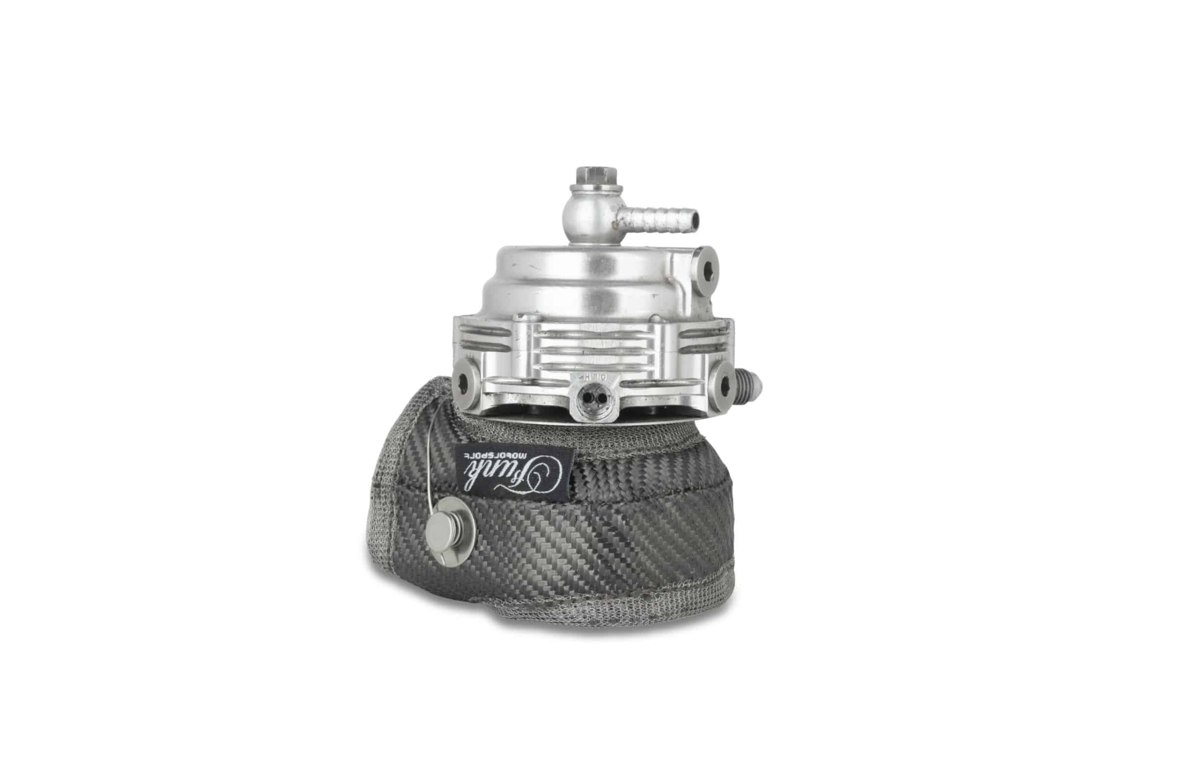 Funk Motorsport external wastegate blanket for wastegate protection, shown in black with branding details.