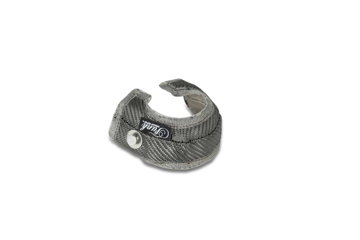 Funk Motorsport external wastegate blanket for wastegate protection, made from heat-resistant material, shown in a close-up view.