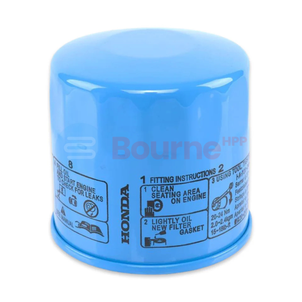 Genuine Honda oil filter for S2000 F20C engine, showing the brand logo and filter components in a clear image