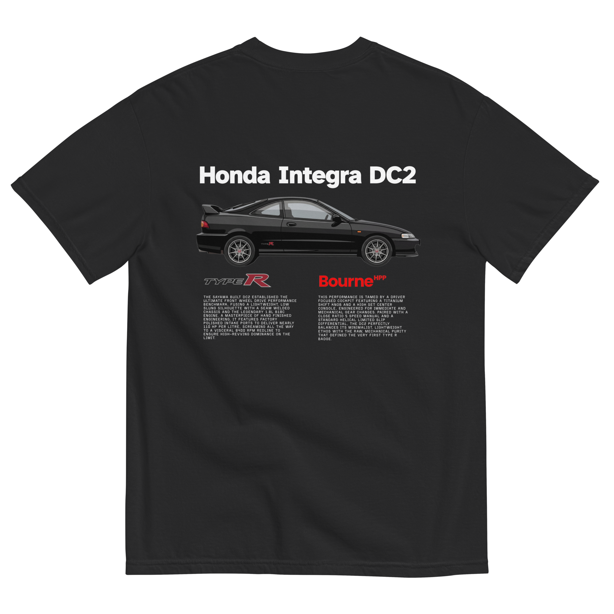 Honda Integra Type R DC2 Premium Heavyweight Graphic T-Shirt Back transparent background