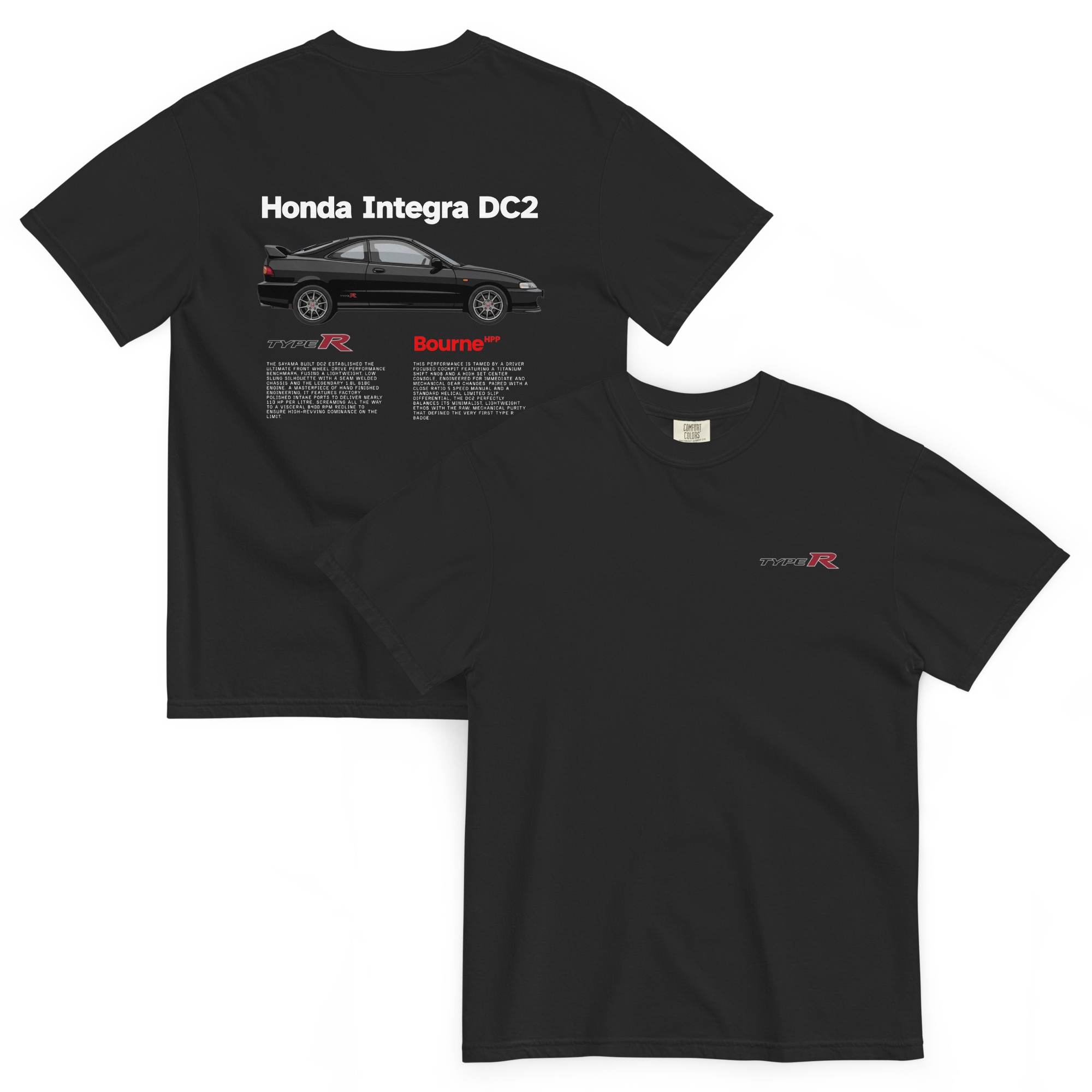 Honda Integra Type R DC2 Premium Heavyweight Graphic T-Shirt Front and Back transparent background