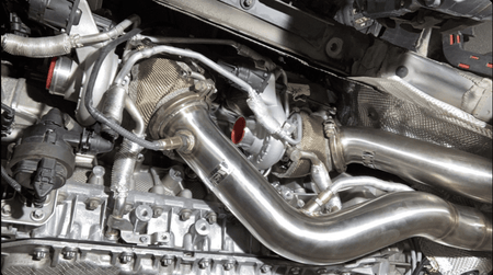 BMW M4 turbo blanket by Funk Motorsport, featuring black fabric with logo and design details, designed for BMW 4 Series turbo engines.