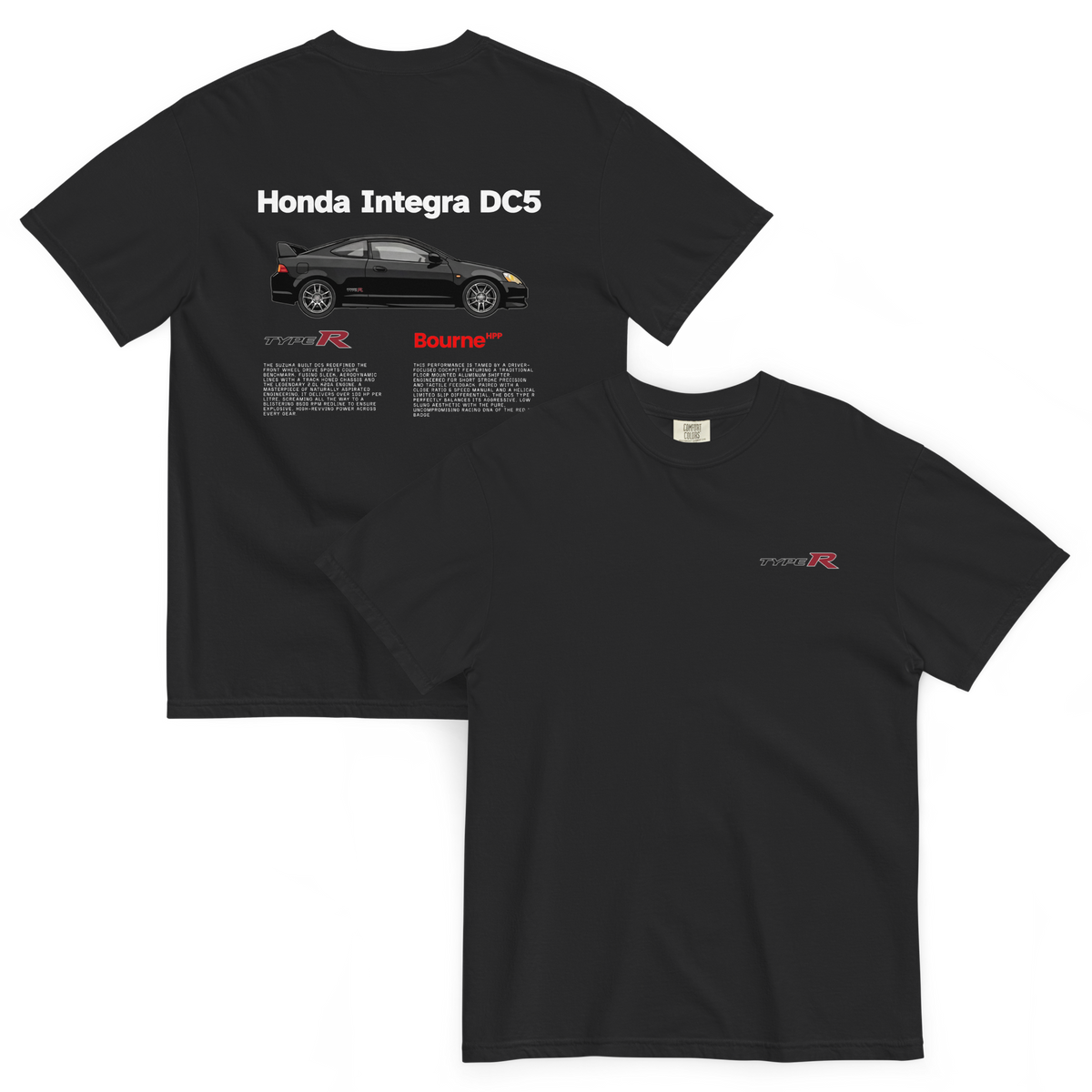 Integra Type R DC5 Graphic Tshirt Bourne HPP Back and Front