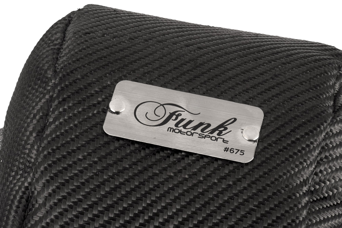 Dodge Ram 2500 6.7L turbo blanket by Funk Motorsport, thermal insulation cover for turbocharger in engine bay.