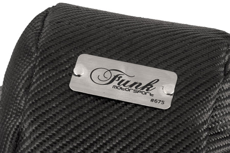Audi TTRS turbo blanket by Funk Motorsport draped over turbocharger on engine bay, providing heat insulation and protection.