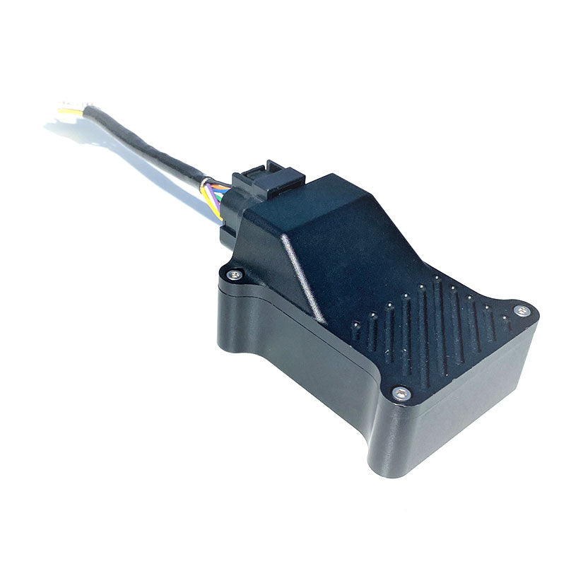 A black Syvecs 4WD/AWD controller module for Porsche 991.1 / 991.2 with multiple cable connections.