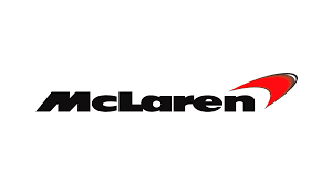 McLaren logo with black text and red and yellow design on a white background