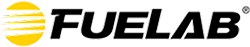 Fuelab logo with a yellow oval and black text on a white background