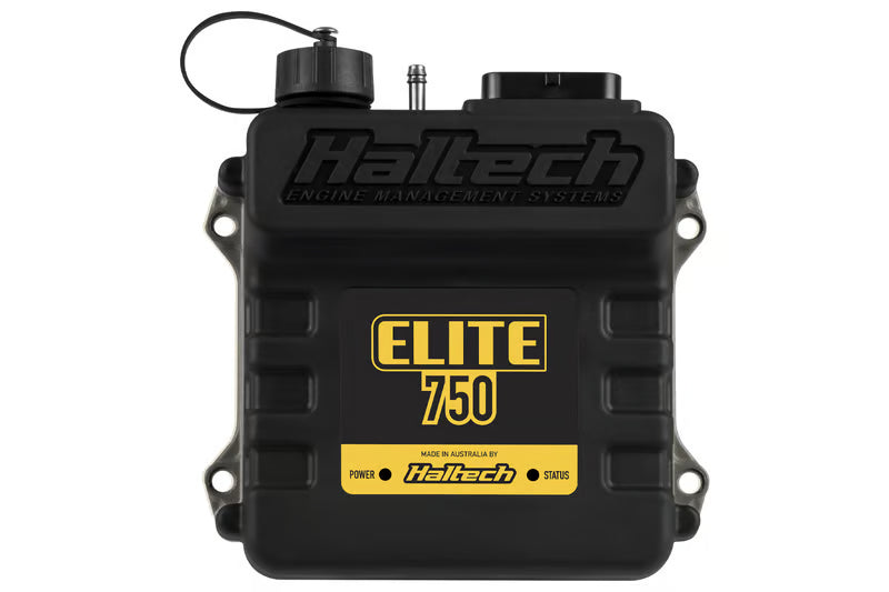 Haltech Elite 750 ECU universal engine control unit with black casing and multiple connection ports.