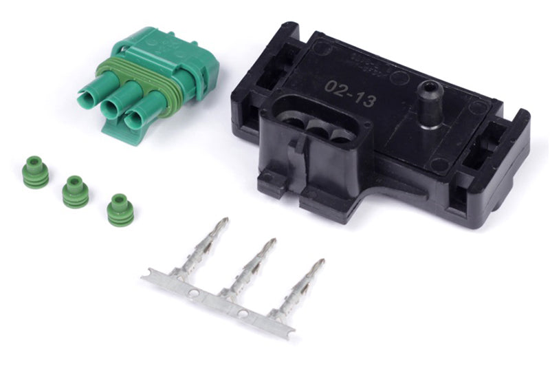 Haltech 1 Bar GM MAP sensor showing the compact sensor device with electrical connector for engine boost pressure measurement.