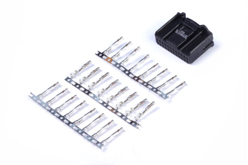 Haltech 24-pin TYCO plug and pin accessories for automotive wiring and electrical connections.