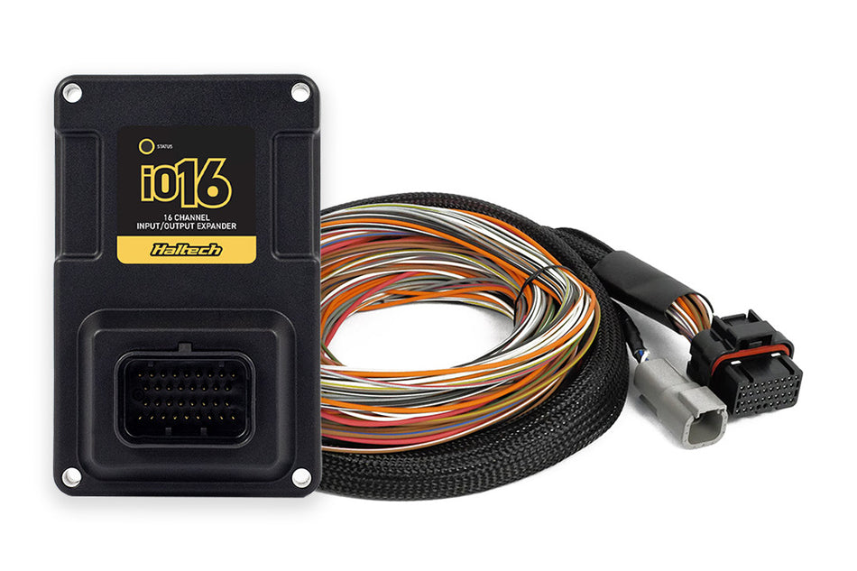 Haltech Nexus IO16 and IO16 universal wire-in harness, 2.6-meter length, for automotive electronics and sensor connections.