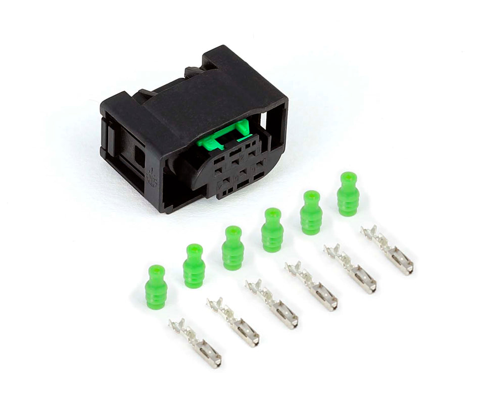 Haltech Bosch electronic throttle body connector kit with wiring harness and connectors for automotive engine tuning accessories.