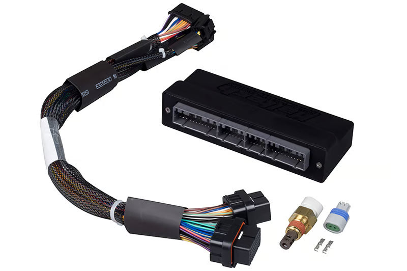 Haltech Elite 1000/1500 plug 'n' play adapter harness for Honda OBD-I wiring, showing the connector and wiring details.