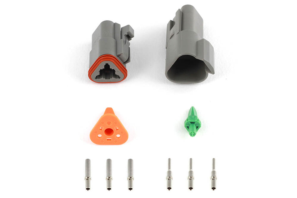 Haltech Deutsch DT-3 connector plug and pins set, matching for DT06-3S and DT04-3P, 13 Amp accessories for automotive wiring.