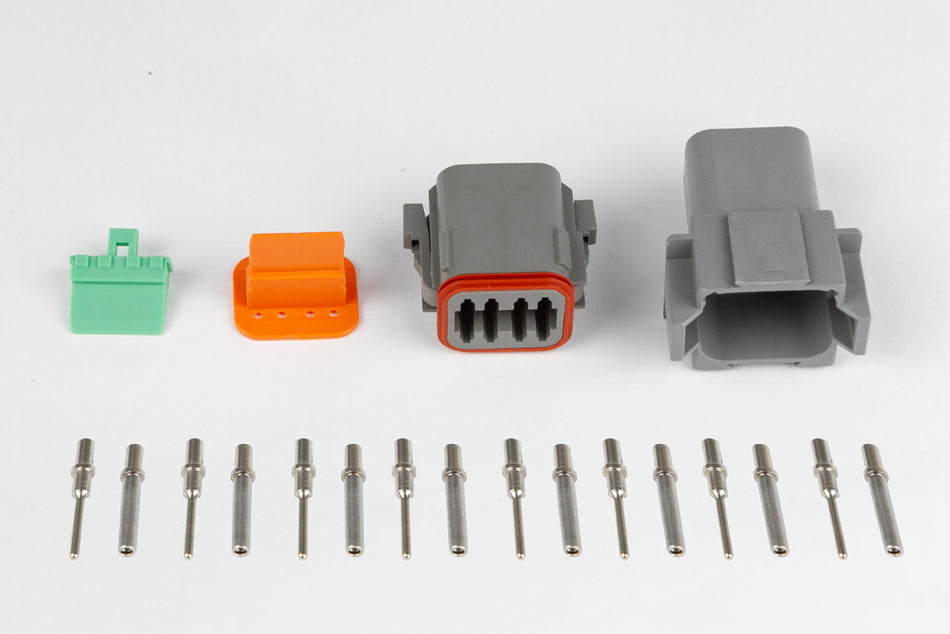 Haltech Plug and Pins Only - Matching Set of Deutsch DT-6 Connectors  (DT06-6S + DT04-6P) - ( 13 Amp)