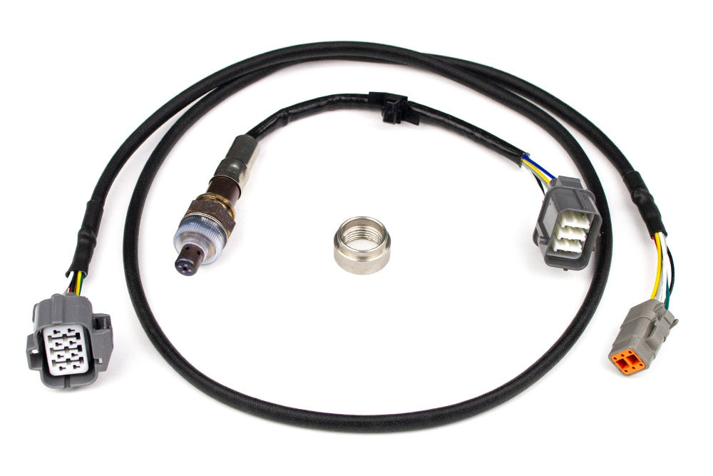 Haltech NTK wideband sensor hardware pack with wiring and mounting components for precise air-fuel ratio measurement.