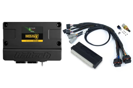 Haltech Nexus S3 plug and play adapter harness kit for Honda EP3, showing the wiring connectors and harness components.