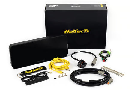Haltech uC-10 10-inch digital dashboard display showing gauges and data readouts for vehicle monitoring.