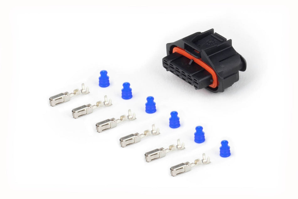 Haltech Bosch DBW Pedal Assembly Connector Kit showing wiring harness and connectors for throttle pedal installation.