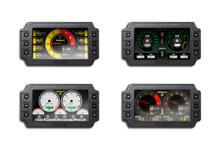 Haltech IC-7 Colour Dash "Classic" install kit with 7-inch digital dashboard, showing colorful display and installation components.