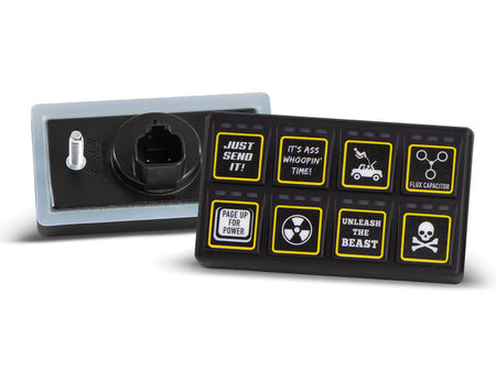 Haltech CAN Keypad with 2x4 button layout, featuring durable black plastic and labeled buttons for vehicle tuning control.