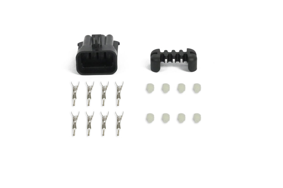 Haltech Metri-Pack 8-Way 150 Series sealed female plug and pin connector for automotive wiring accessories.