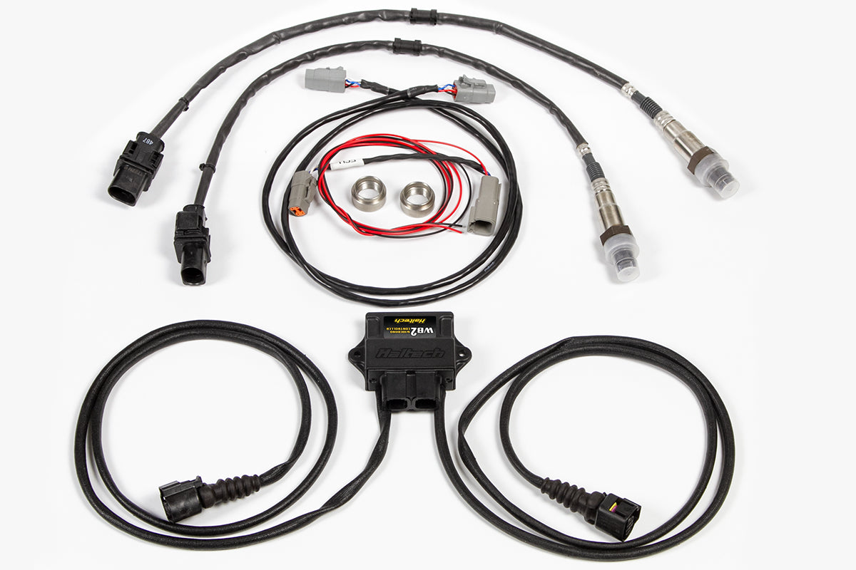 Haltech WB2 Bosch dual channel CAN O2 wideband sensor controller kit with 1.2m cable, designed for precise air-fuel ratio monitoring.