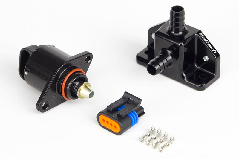 Haltech Billet Idle Air Control Kit for automotive accessories, featuring precision-machined components for optimal engine idle control.