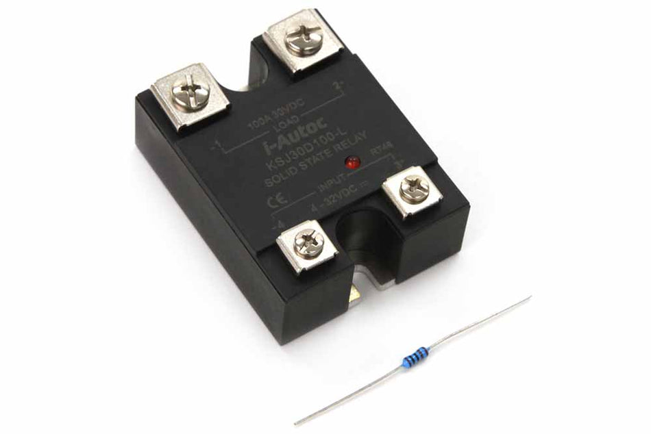 Haltech Solid State Relay 100 AMP, a durable automotive accessory with high current capacity and compact design.