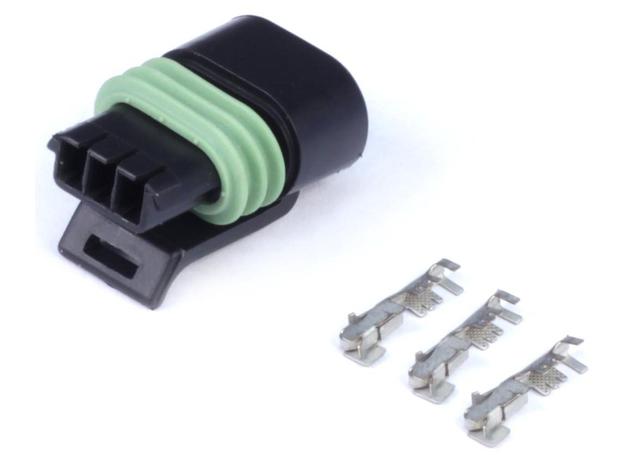 Haltech Delphi 3-pin single row flat coil plug and pins, automotive accessories for electrical connections.