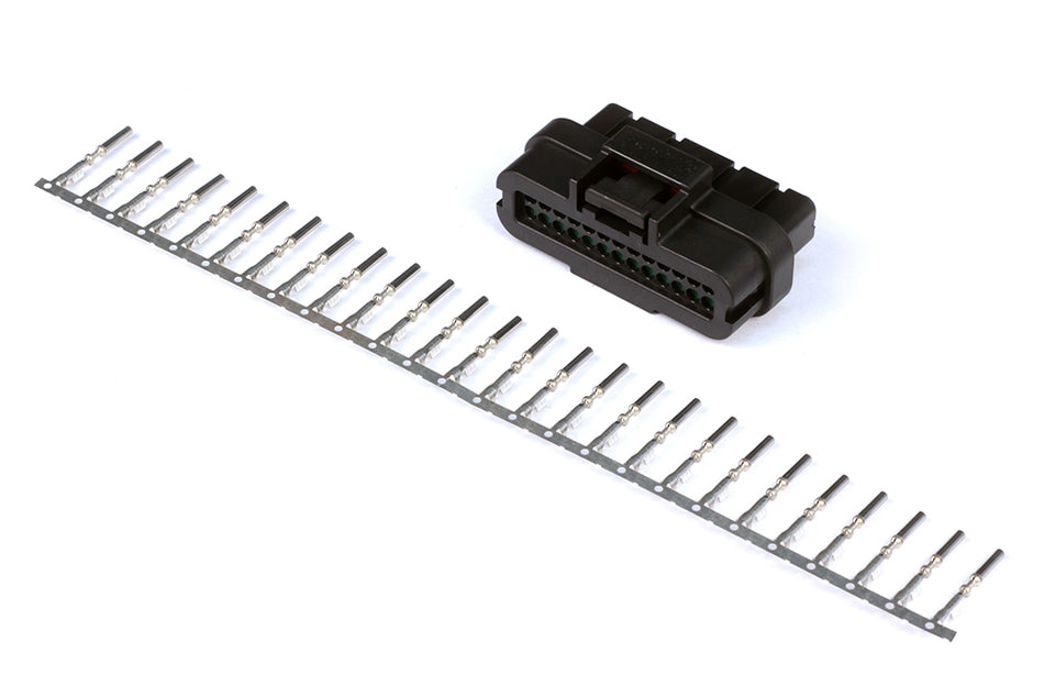 Haltech AMP 26-pin 2-row Superseal connector with plug and pins, automotive wiring accessories, black plastic housing